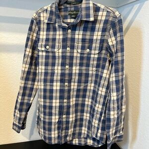 Eddie Bauer Men’s Blue Brown Flannel Button Up Long Sleeve Shirt Small